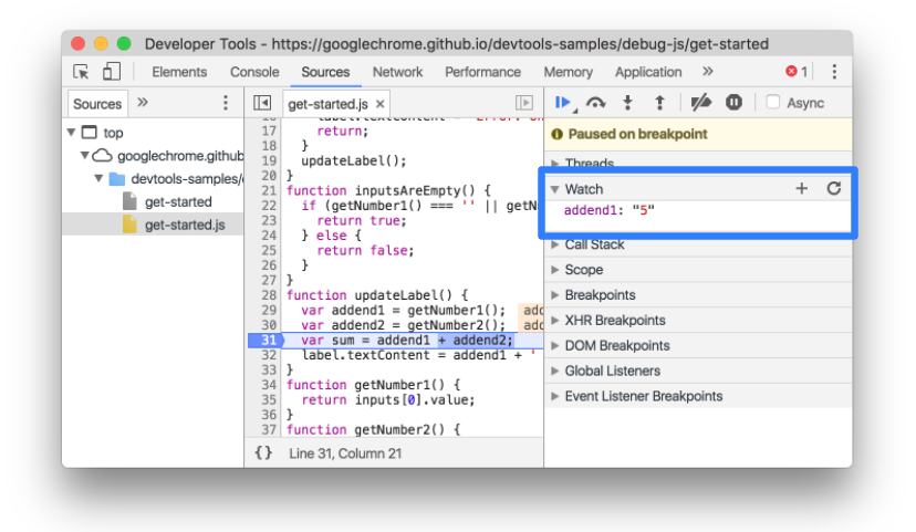 Chrome Devtool 调试 Javascript