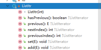 ListItr 内部类的全部方法