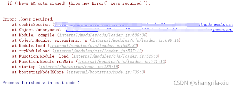 Error: .keys required.