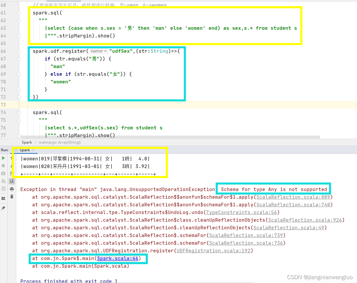 Exception In Thread Main Java Lang Unsupportedoperationexception Schema For Type Any Is Not