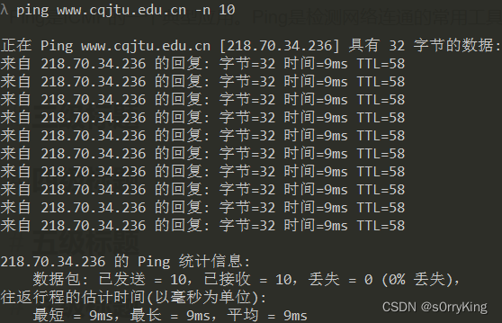 ping -n命令