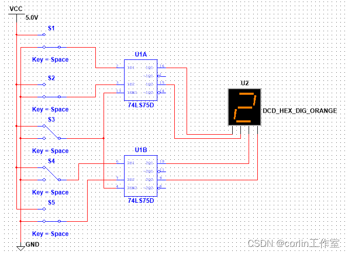 Multisim14.0仿真（十七）74LS75D锁存器_74ls75真值表-CSDN博客