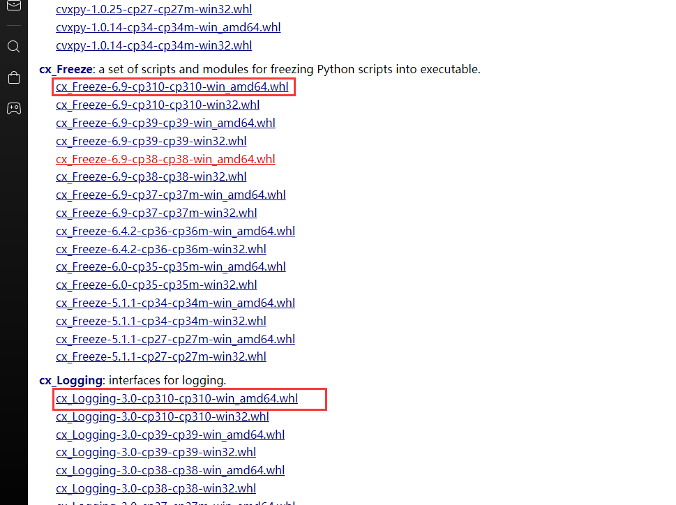 安装 cx_Freeze报错：“Building wheel for cxlogging (setup.py) error