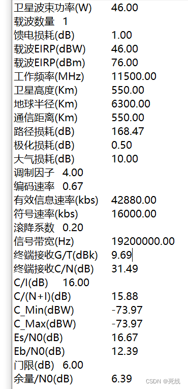 卫星通信链路预算（附程序）