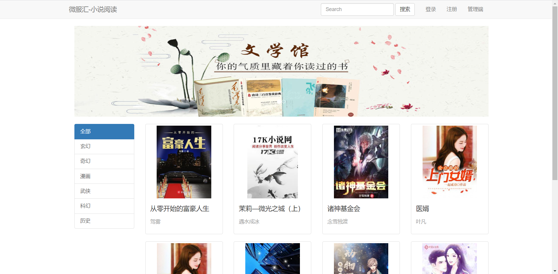 javaweb小说阅读网站源码