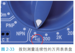 2-33 拨到测量连续性的万用表表盘