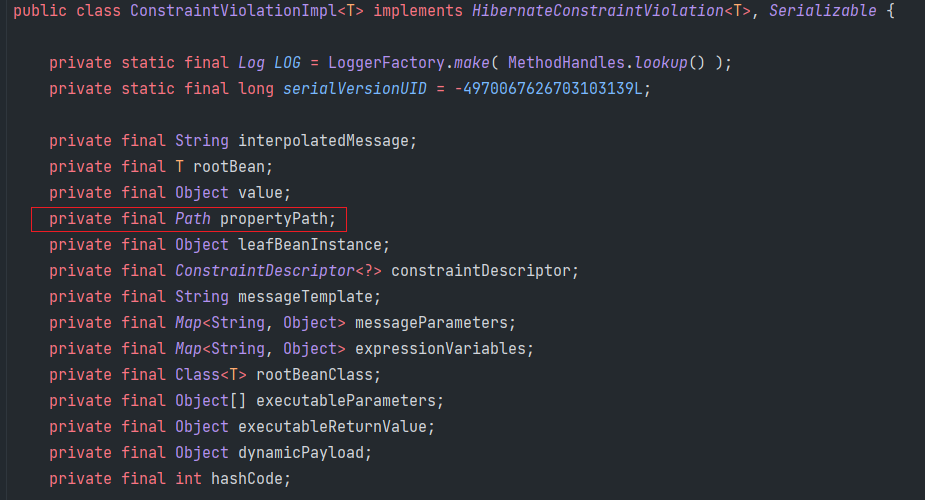 反射获取ConstraintViolationException中的PropertyPath属性路径最后一个节点