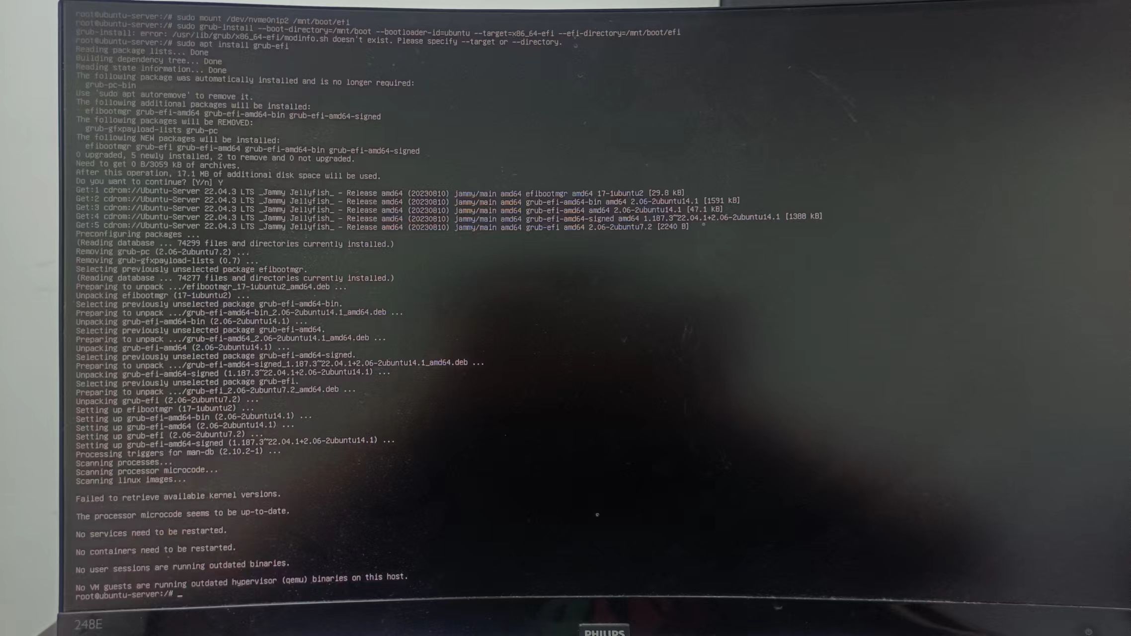 【服务器】Ubuntu重启后陷入GRUB 报错Minimal BASH like line editing is supported. For