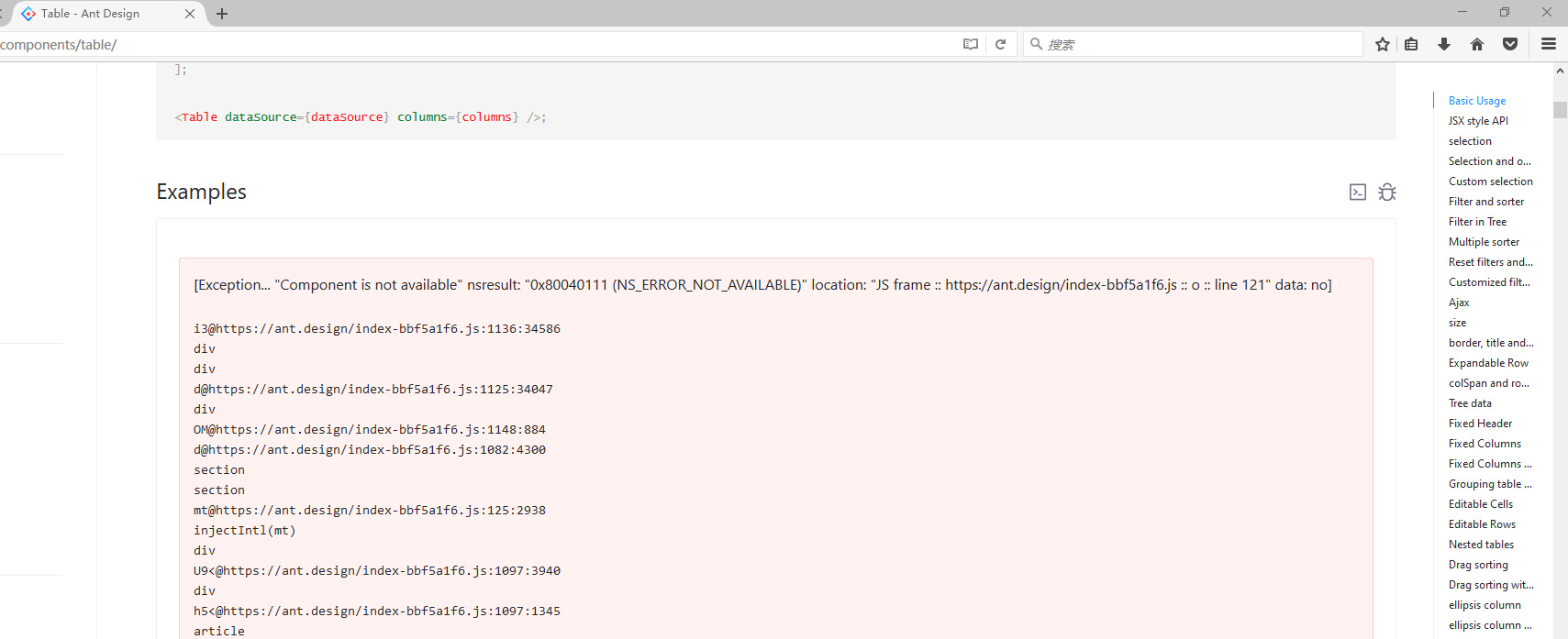 关于低版本火狐出现的: The above error occurred in the ＜Table＞  component_Twelve--的博客-CSDN博客