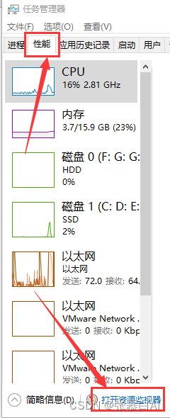 进入资源监视器