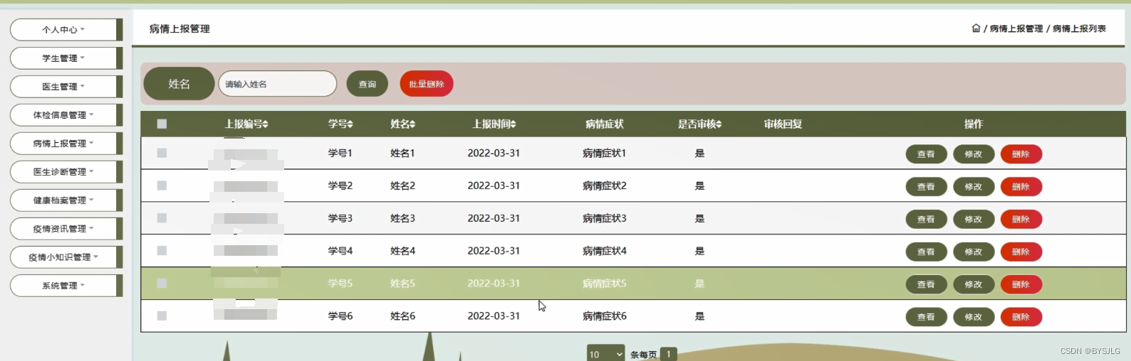 疫情上报管理