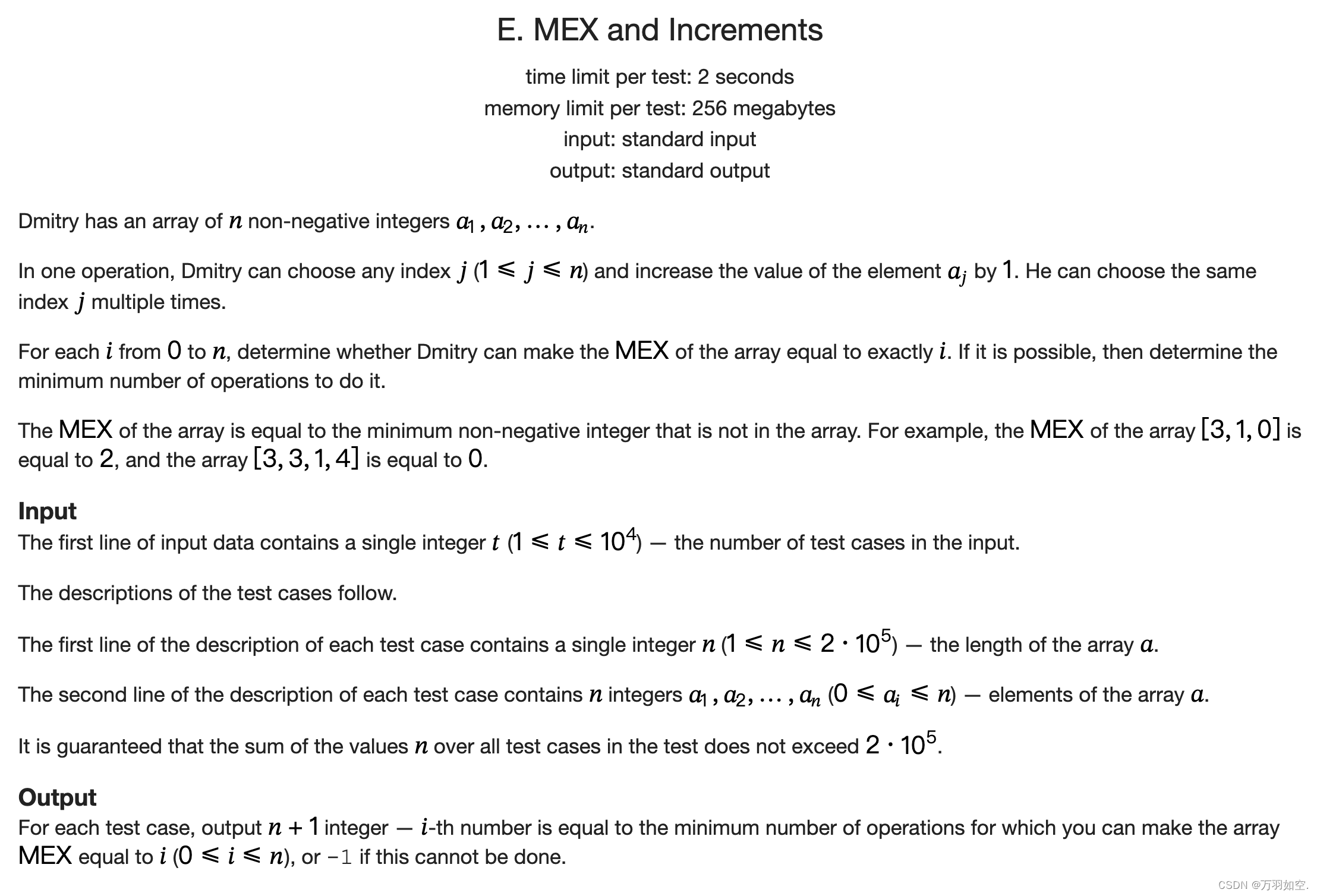 Codeforces Round #762 (Div. 3) E. MEX And Increments_codeforces Round ...