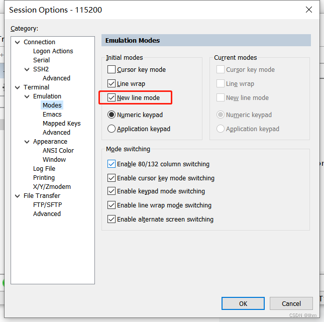 SecureCRT的“New line mode“