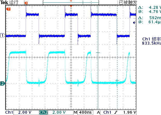 ▲ 图3.1 更换R2（430欧姆）之后对应的输出波形