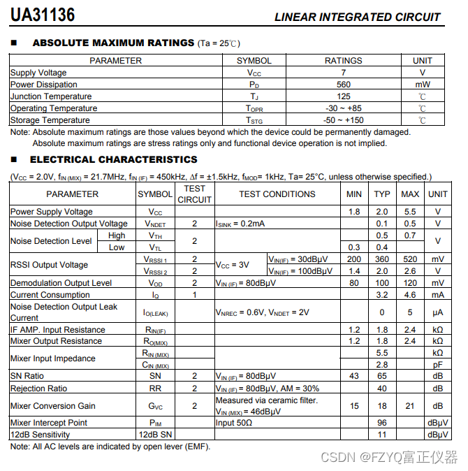 TA31136FN替代品FM中频检波器IC UA31136 的应用