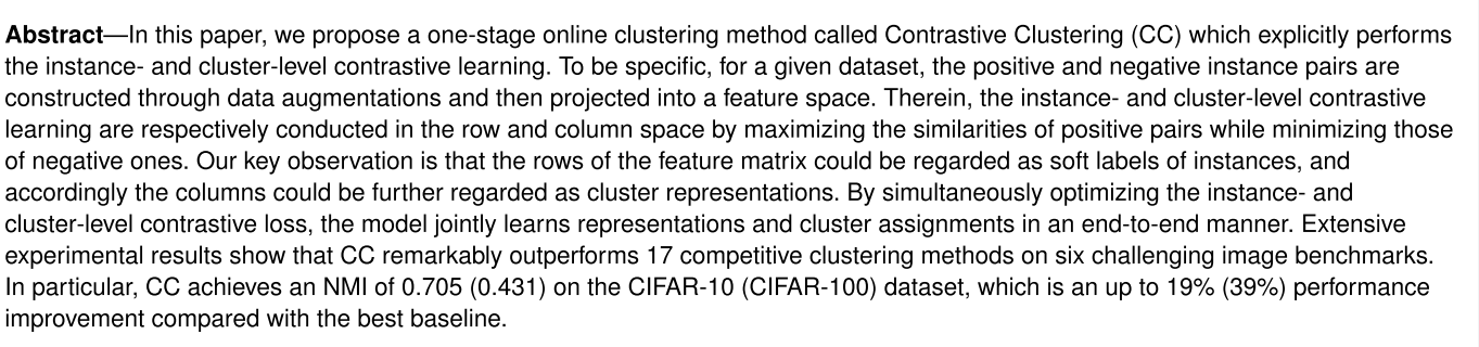 【数据聚类|深度聚类】Contrastive Clustering(CC)论文研读