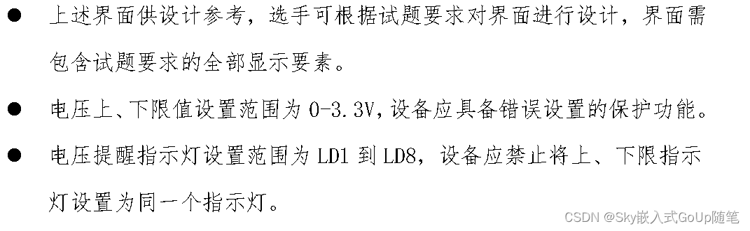参数配置界面要求