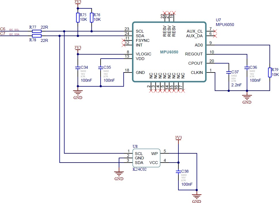 ▲ 图1.1.2 PLUS-F3270实验板上的两个I2C器件