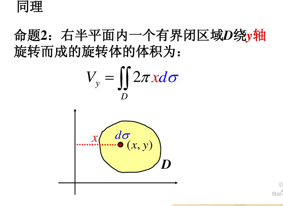使用二重积分来求旋转体的体积
