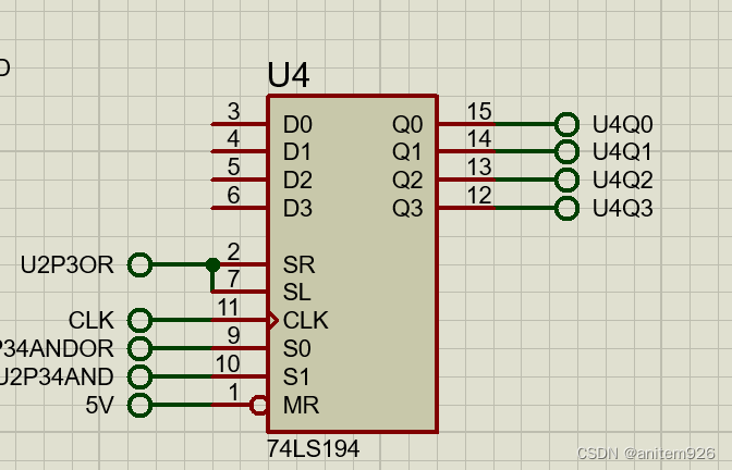 74ls194移位寄存器介绍及在 protues的用法