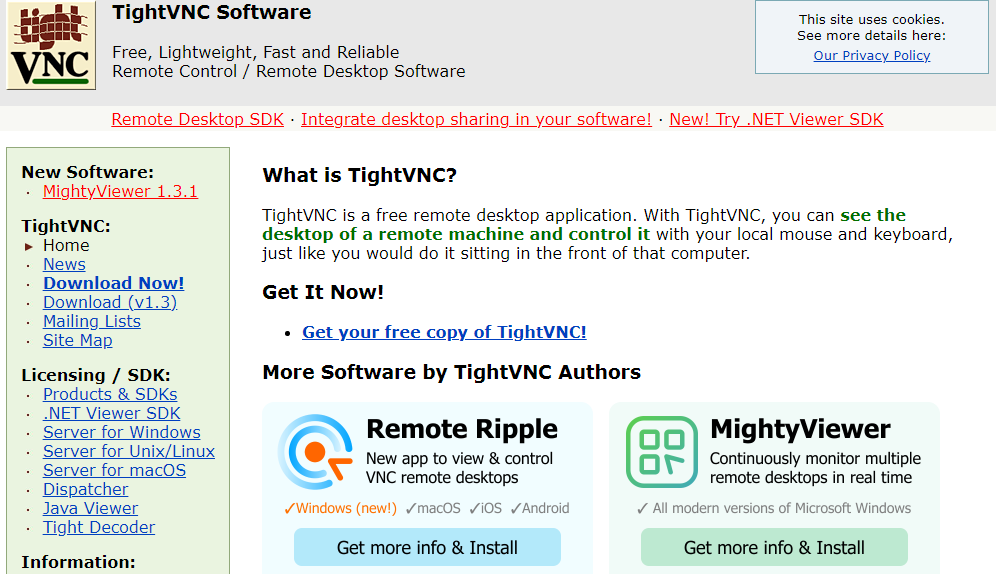▲ 图1.2.4 TightVNC 软件下载网站