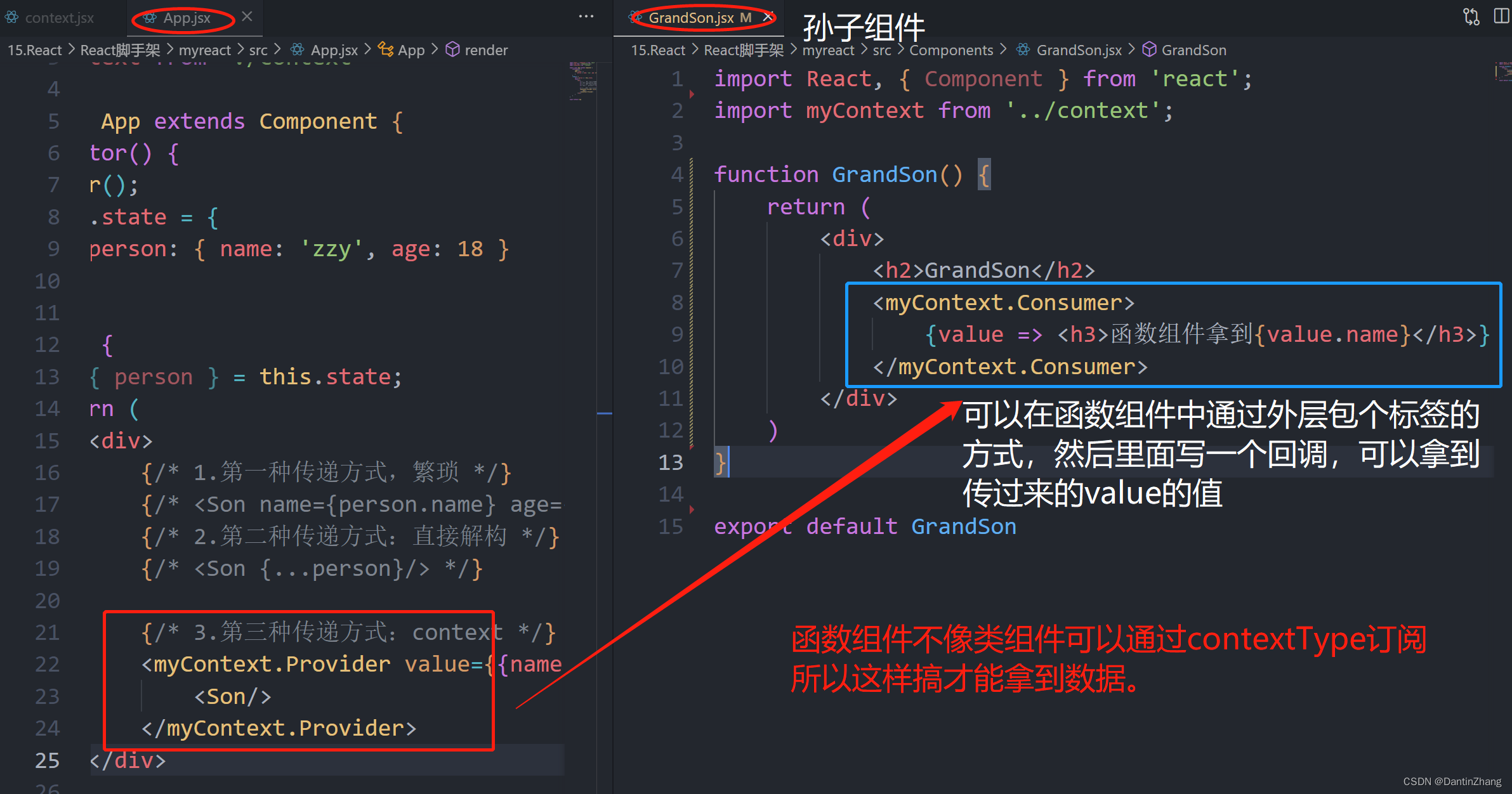 React（三）：脚手架、组件化、生命周期、父子组件通信、插槽、Context