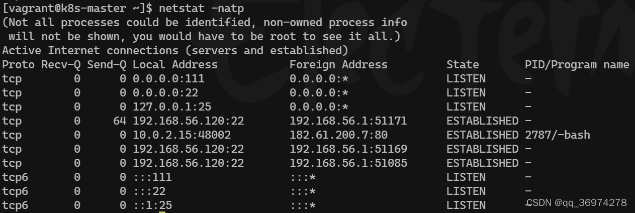 每一行都是一个socket,是由四元组组成的
