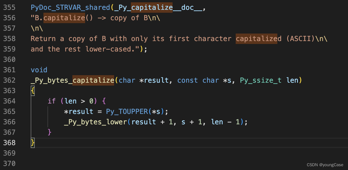 python利用capitalize()处理字符串，cpython源码溯源