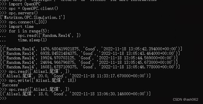 本地环境OPC数据读写模拟[Python3+OpenOPC+MatrikonOPCSimulation]