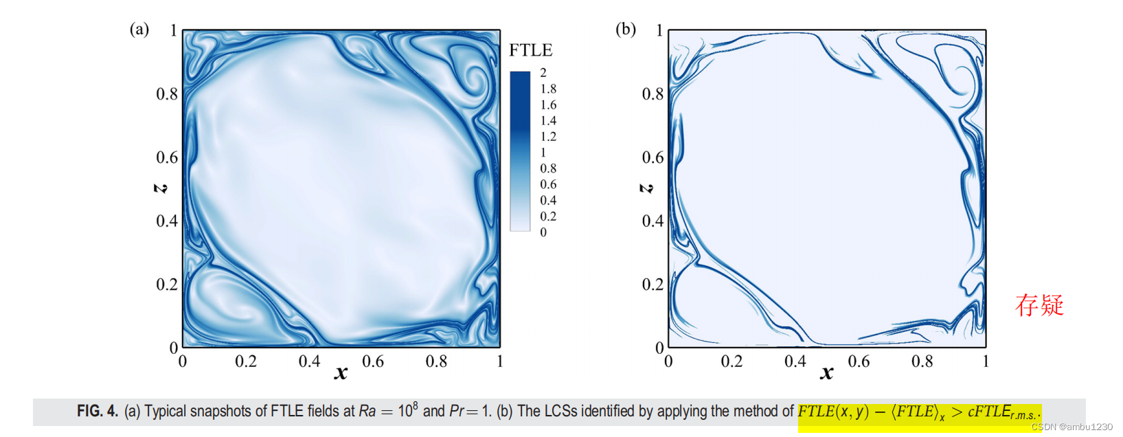 2、瑞丽-伯纳德对流的拉格朗日拟序结构（FTLE场结果对比）