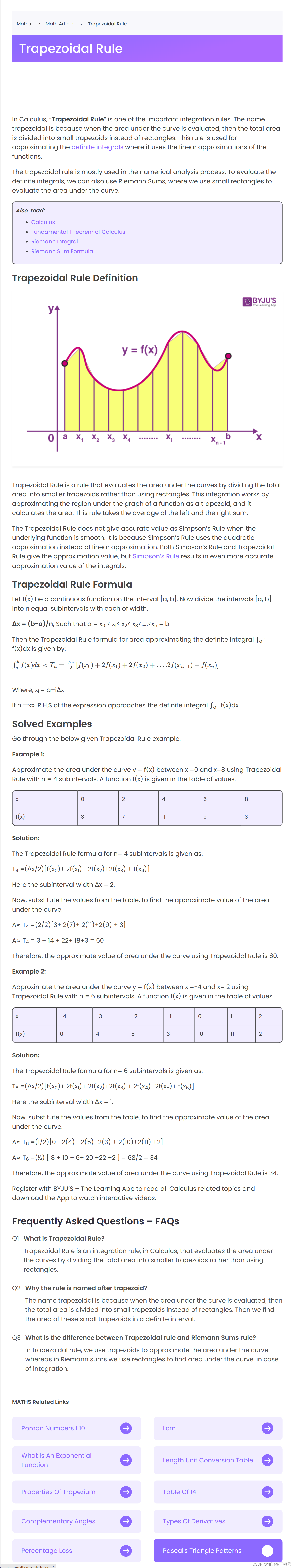 Trapezoidal Rule Integral