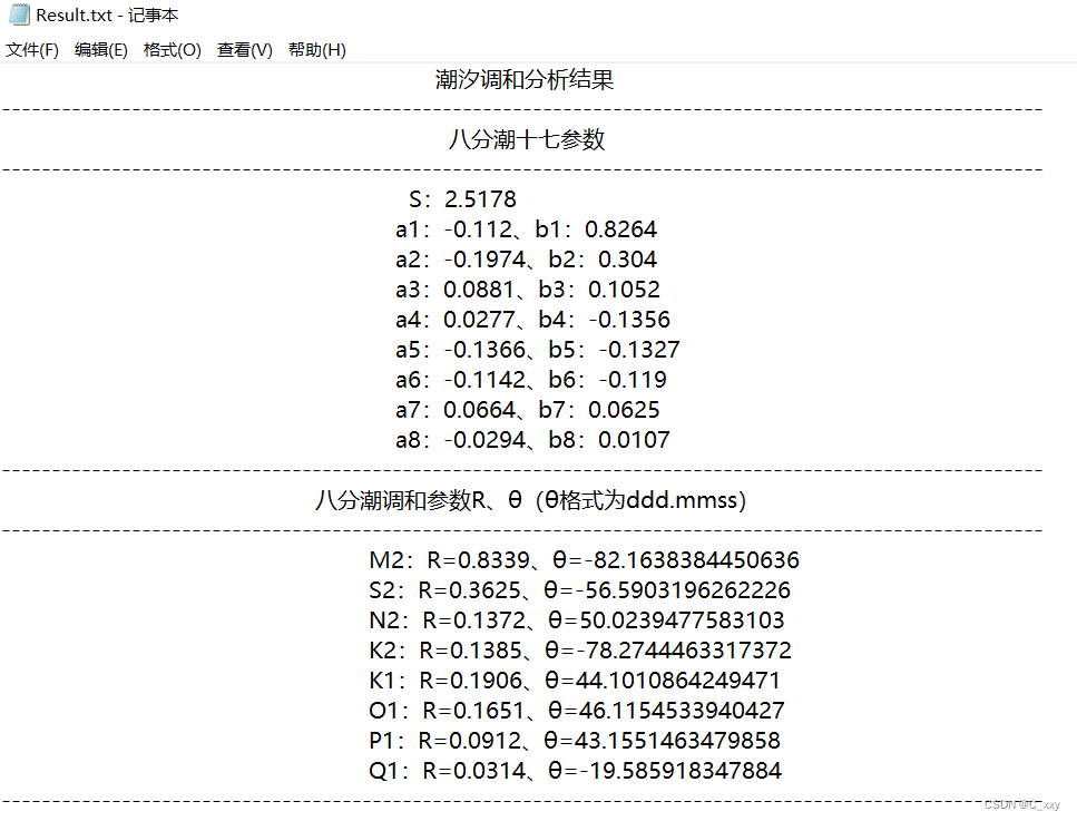 调和分析结果