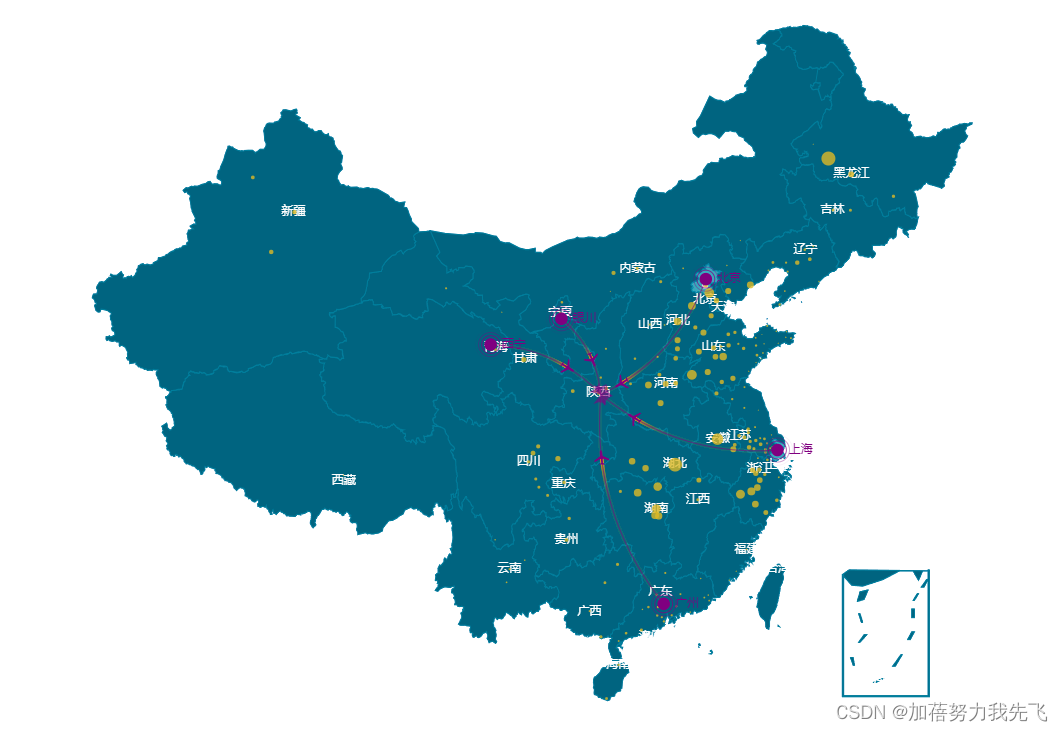 echatrs-地图，根据数据进行点状显示和指向