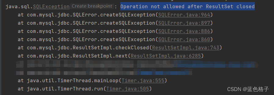 mysql java.sql.SQLException Operation not allowed