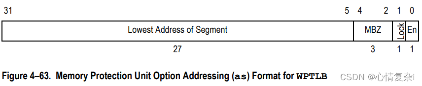 Memory Protection Unit Option Addressing (as) Format for WPTLB