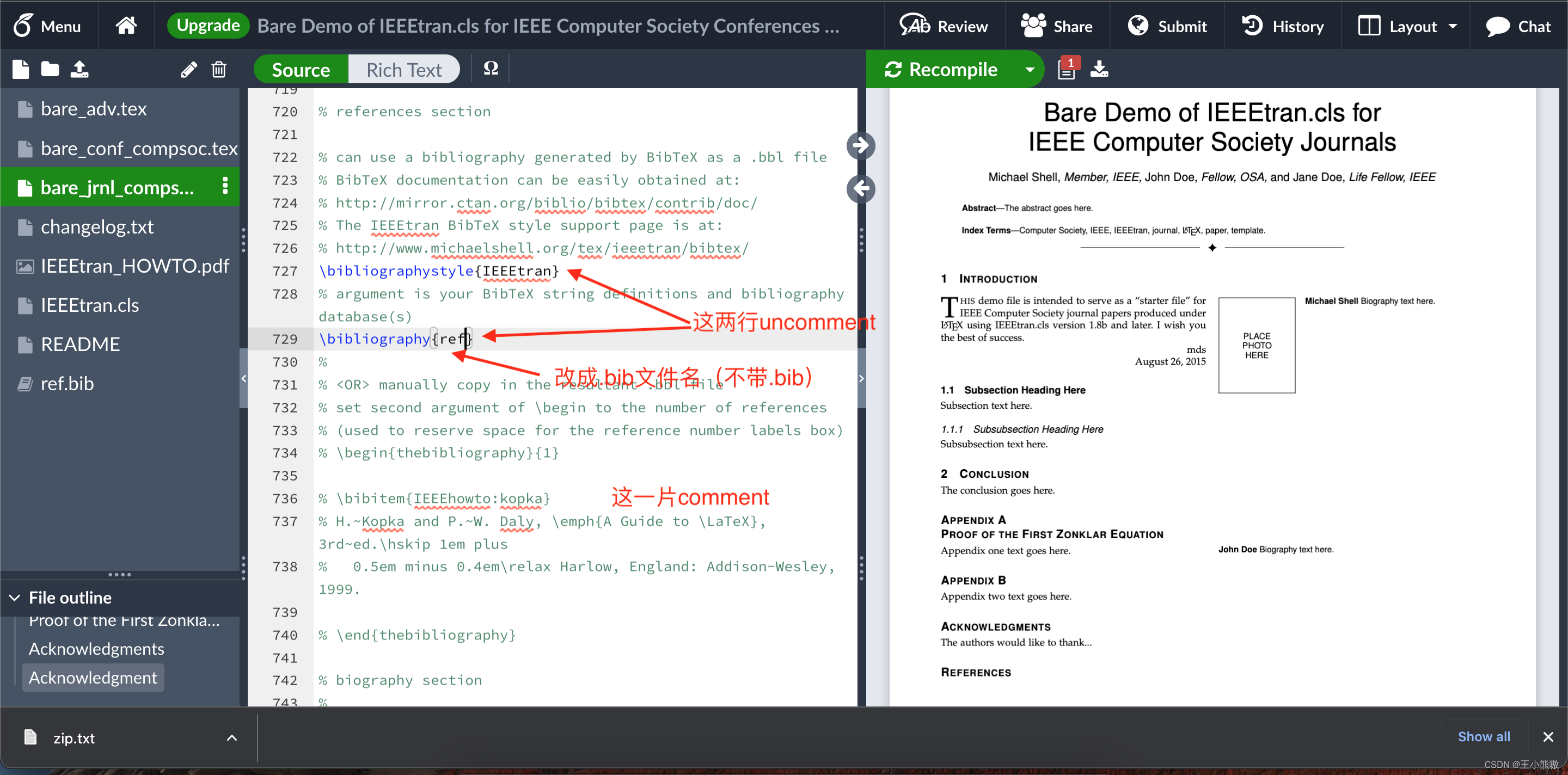 comment inline citations，把读取外部文件的两行uncomment