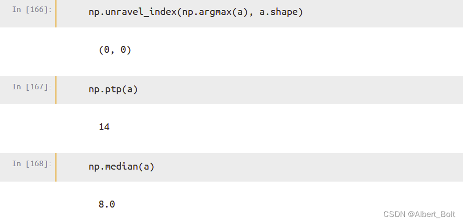 6 - 8 - unravel_index, ptp, median