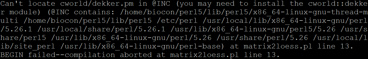 报错的情形如下,应该是说没有安装dekker这个模块吧,如果你们也遇到这种情况,仅需将安装好的cworld文件夹mv到以上任意路径下即可解决。