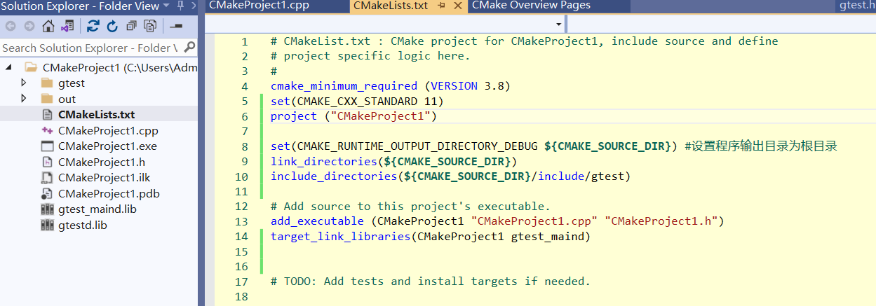 WINDOWS MSVC Compile GTEST and builds a CMAKE project environment ...