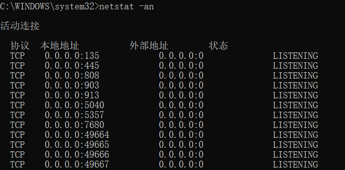 netstat -an