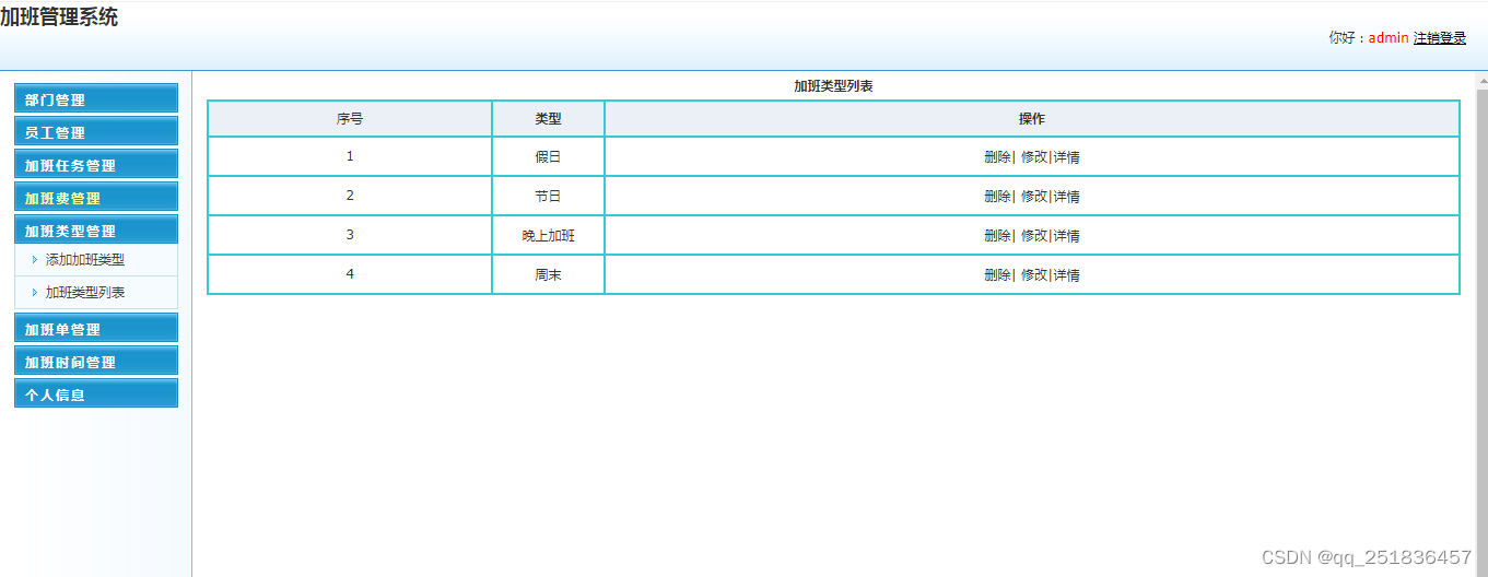 JSP SSM加班管理系统myeclipse开发mysql数据库springMVC模式java编程计算机网页设计