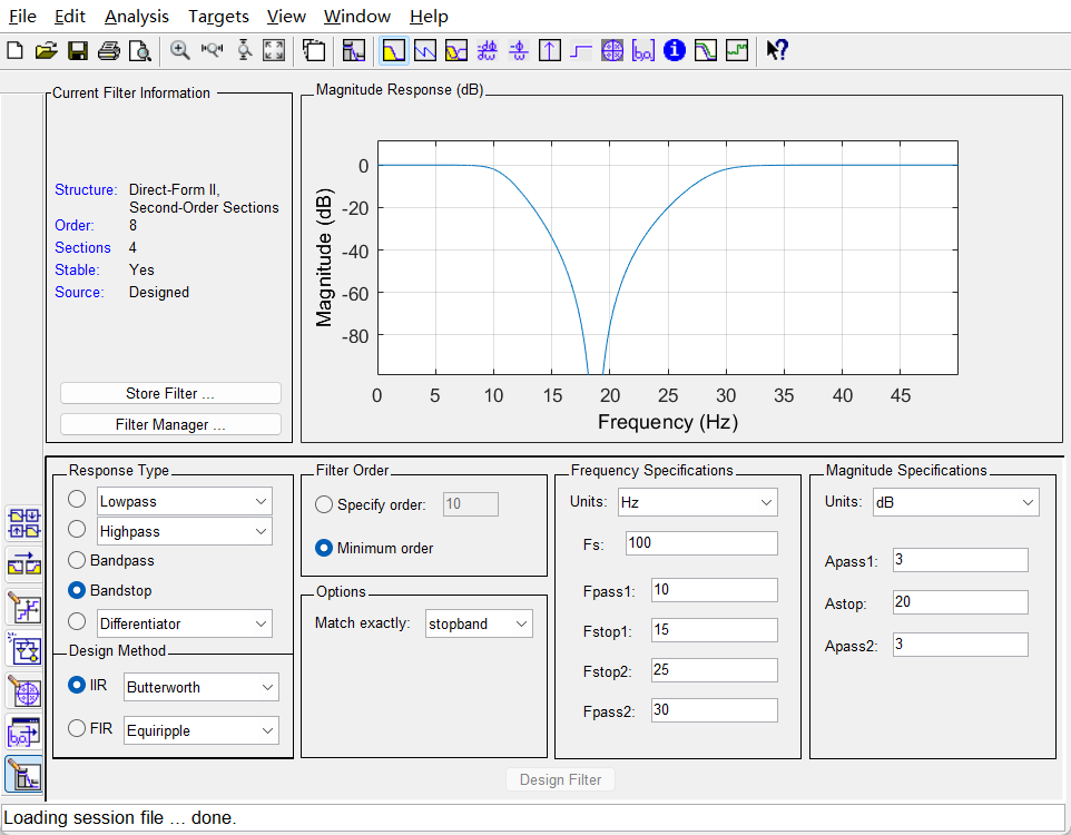 【Matlab】如何使用Filter Design设计低通、高通、带阻滤波器