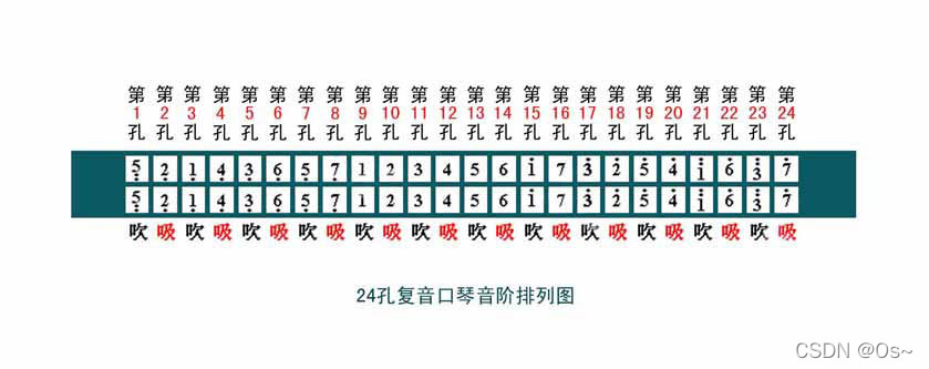 24孔口琴c调音阶图