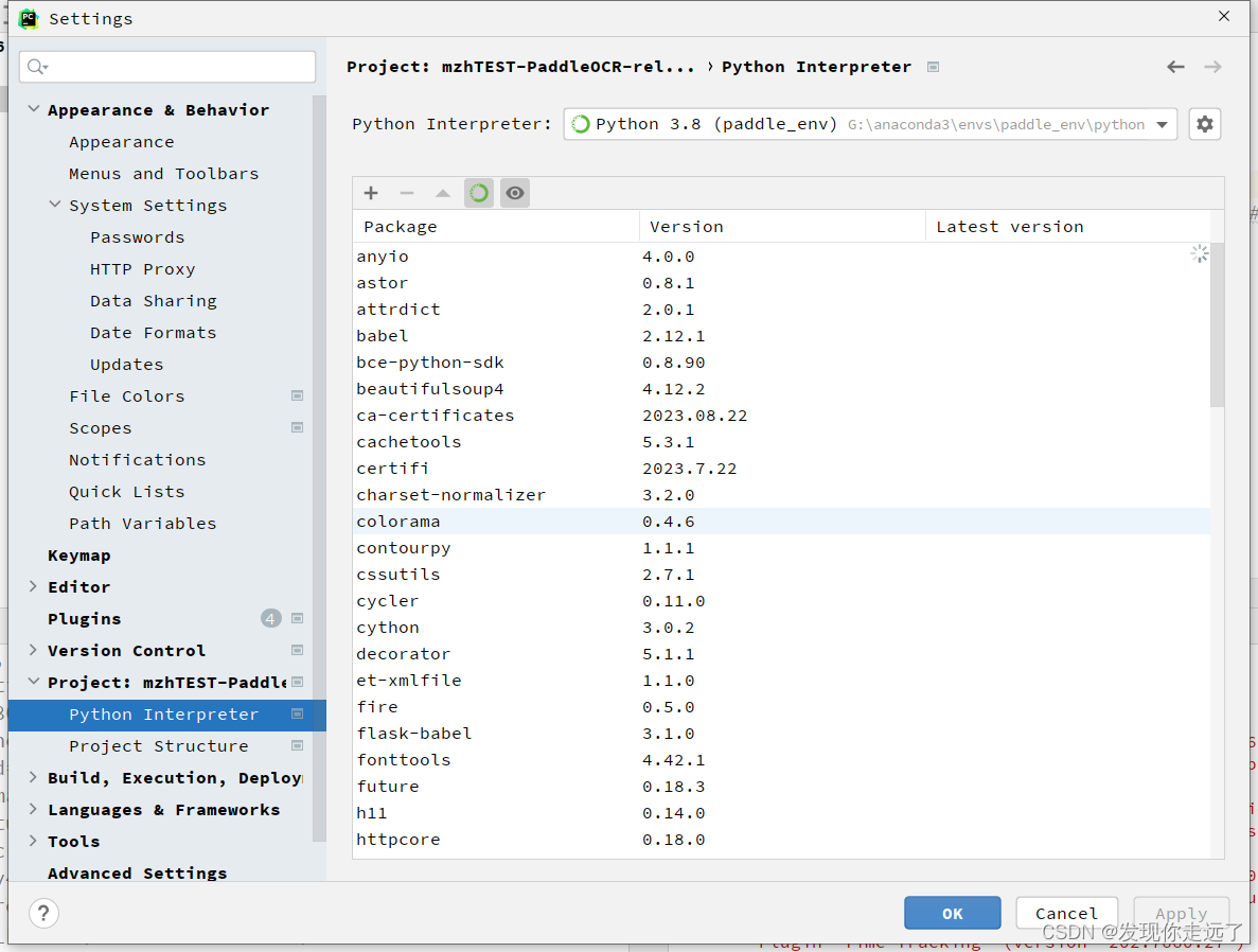 【Python】Pycharm使用anaconda中的PaddleOCR的虚拟环境 卡在loading package list（保姆级图文）