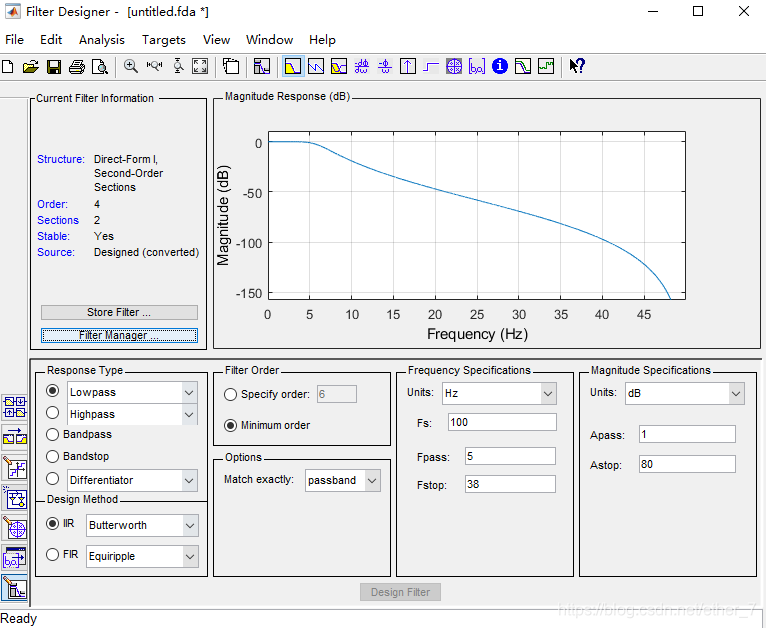 MATLAB Filter Designer界面