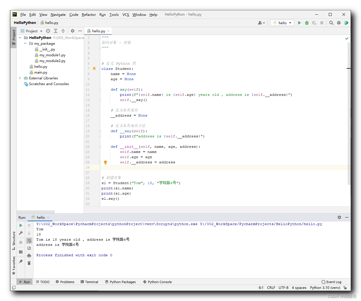 【Python】面向对象 - 封装 ② ( 访问私有成员 | 对象无法访问私有变量 / 方法 | 类内部访问私有成员 )