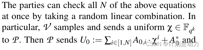 双方可以通过随机线性组合一次检查上述所有N个方程