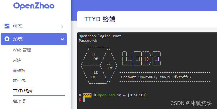 终端命令执行界面登录