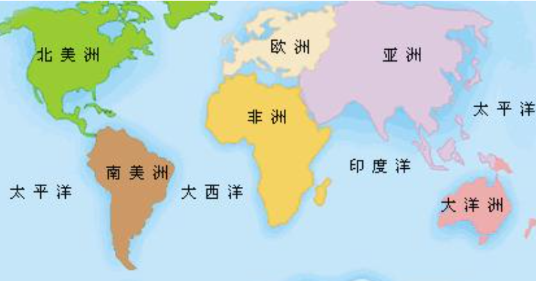 五大洲地理位置分布