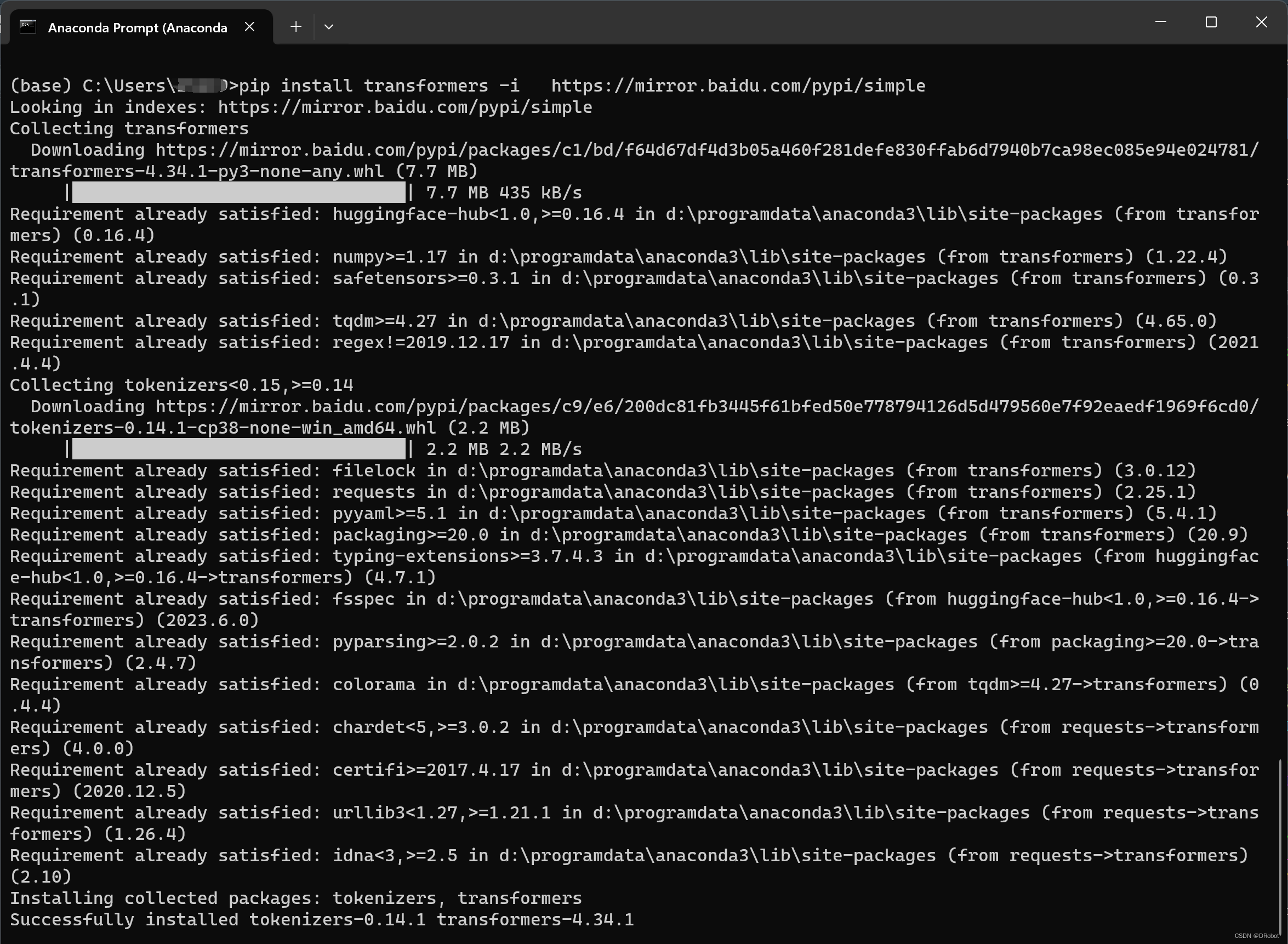 【错误解决方案】ModuleNotFoundError: No module named ‘transformers‘